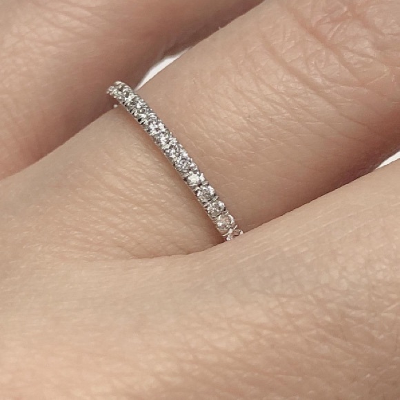 Sterling silver thin pave full eternity band ring - Picture 5 of 5